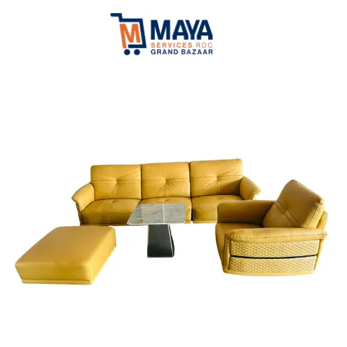 Canape en cuir jaune italien moderne #2109