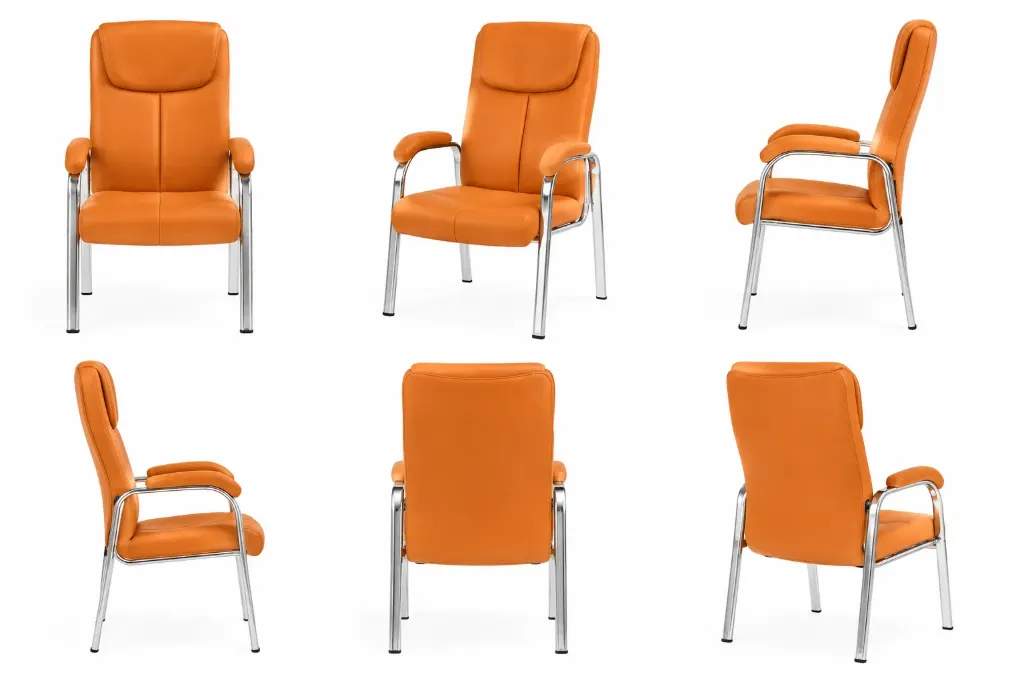 Chaise de bureau en cuir orange moderne #012