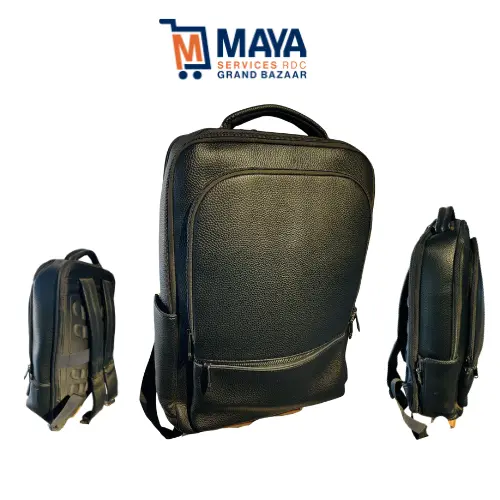 Sac a dos noir en cuire 8601