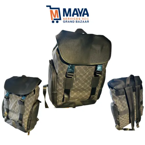 Sac a dos noir en cuire 8628