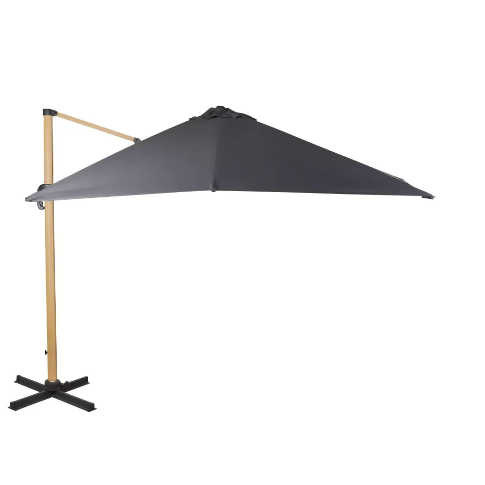 Aguadila - Parasol déporté 3x3m en aluminium gris anthracite et toile écrue