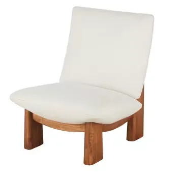 Amaya - Fauteuil beige et pieds en bois d'hévéa
