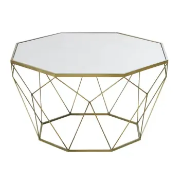 Blossom - Table basse en marbre blanc et métal coloris laiton doré