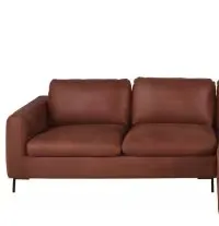 City - Canapé d'angle droit 4/5 places en cuir recyclé marron