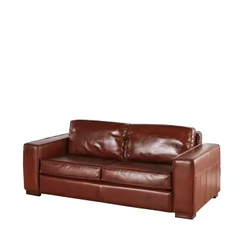 Colonel - Canapé vintage 3 places en cuir marron