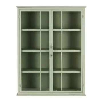 Etagère en fer vert sauge 2 portes en verre