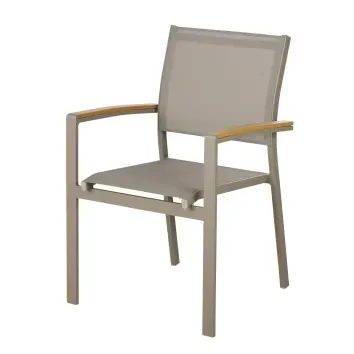 Fuji - Fauteuil à dîner de jardin en textilène et aluminium taupe