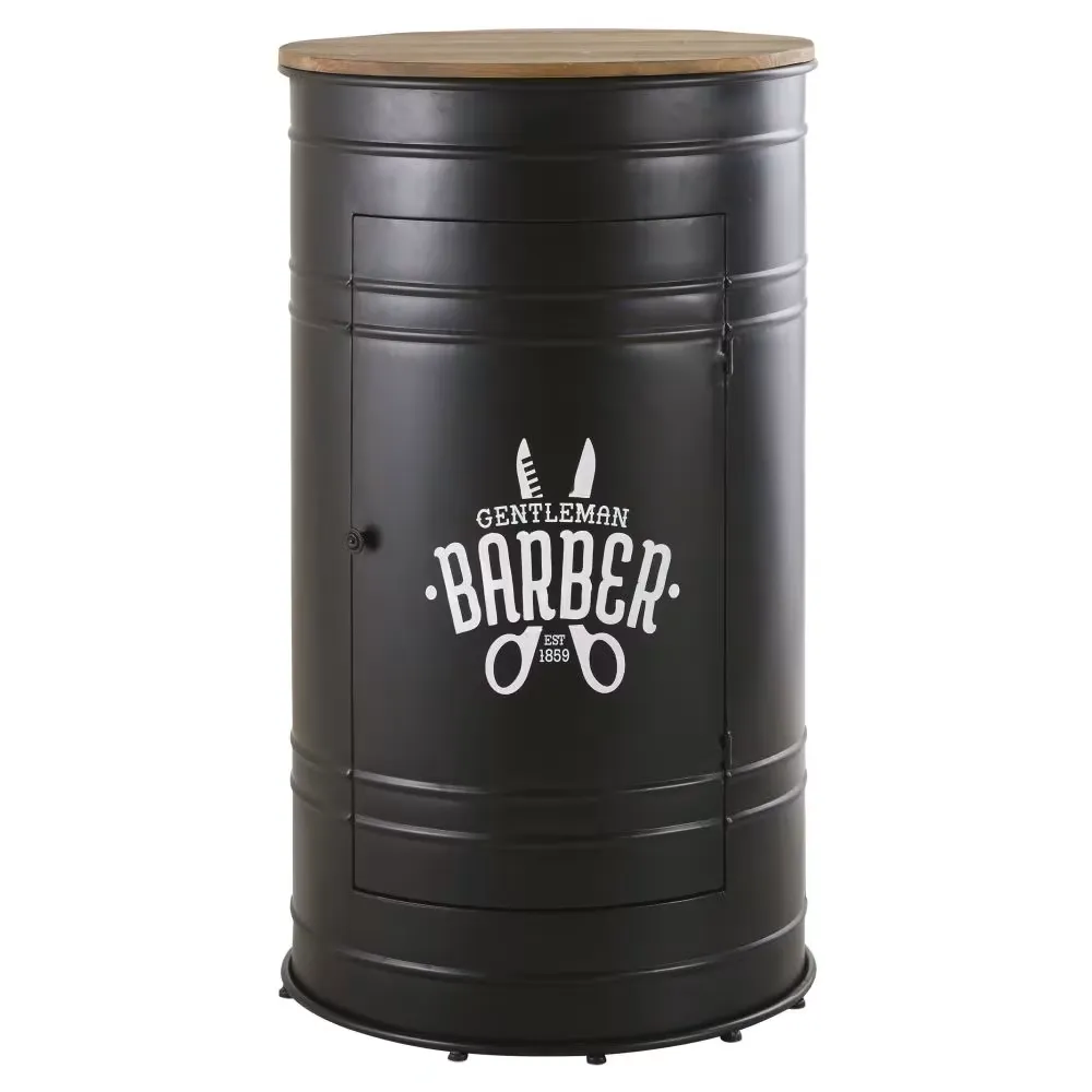 Harlem - Meuble de bar en métal noir et sapin massif