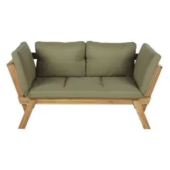 Relax - Canapé de jardin 3/4 places en bois d'acacia et polyester recyclé vert kaki