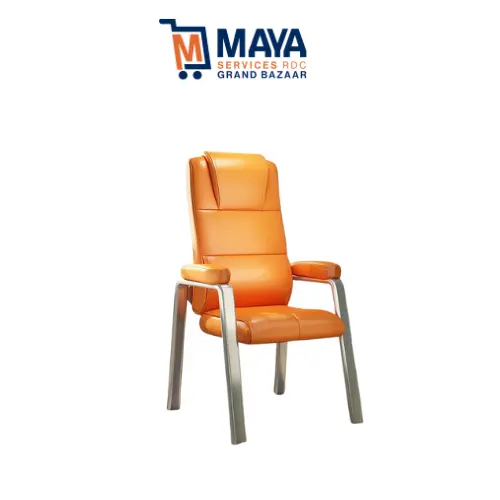 Chaise de bureau en cuir orange moderne #012