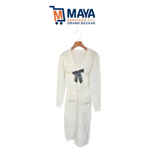 Robe blanche en coton avec perle