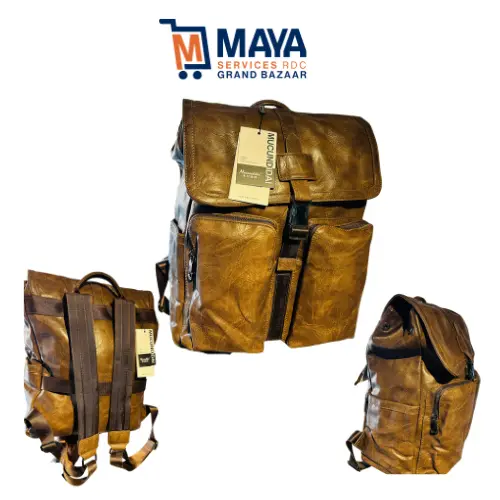 Sac a dos en cuire cafe p6037