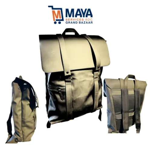 Sac a dos noir en cuire 2369