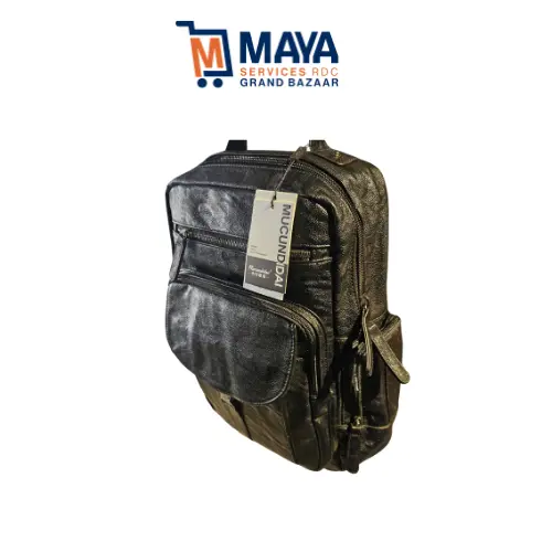 Sac a dos noir en cuire P3057